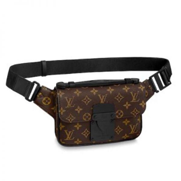 Louis Vuitton LV Unisex S Lock Sling Bag Brown Monogram Macassar Coated Canvas Epi Leather