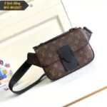 Louis Vuitton LV Unisex S Lock Sling Bag Brown Monogram Macassar Coated Canvas Epi Leather - Bild 2