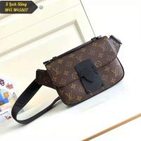 Louis Vuitton LV Unisex S Lock Sling Bag Brown Monogram Macassar Coated Canvas Epi Leather