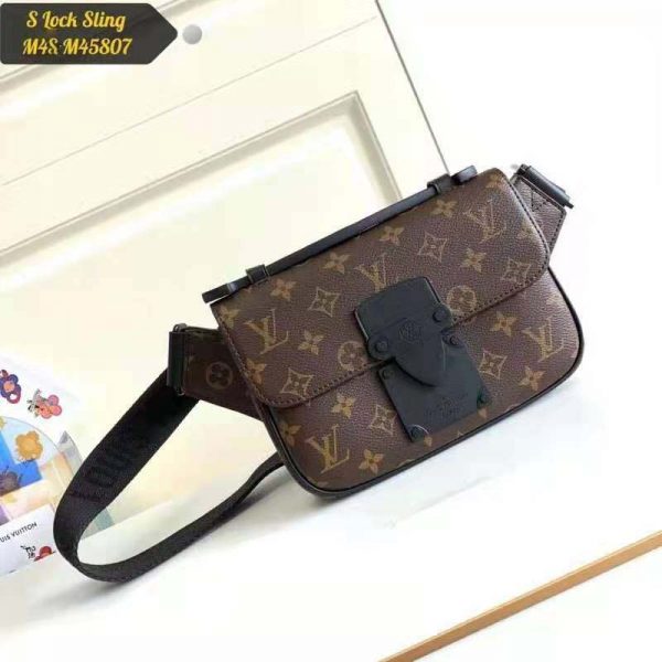 LOUIS VUITTON S-Lock Sling Monogram Macassar Crossbody Bag Brown