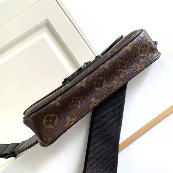 Louis Vuitton LV Unisex S Lock Sling Bag Brown Monogram Macassar Coated Canvas Epi Leather (4)