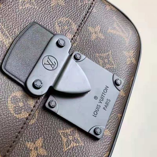 Louis Vuitton LV Unisex S Lock Sling Bag Brown Monogram Macassar Coated Canvas Epi Leather (5)