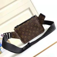 Louis Vuitton LV Unisex S Lock Sling Bag Brown Monogram Macassar Coated Canvas Epi Leather