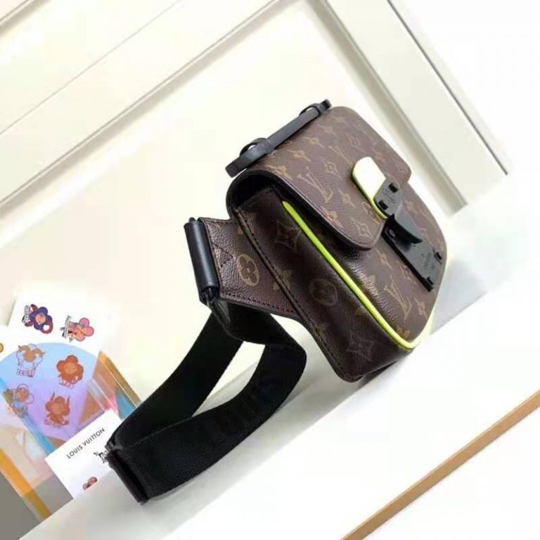 Louis Vuitton LV Unisex S Lock Sling Bag Monogram Macassar Coated