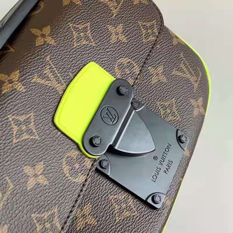 LV LV Unisex S Lock Messenger in Monogram Macassar Coated Canvas