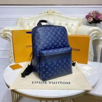 Louis Vuitton LV Unisex Sprinter Backpack Navy Blue Monogram Shadow Cowhide Leather