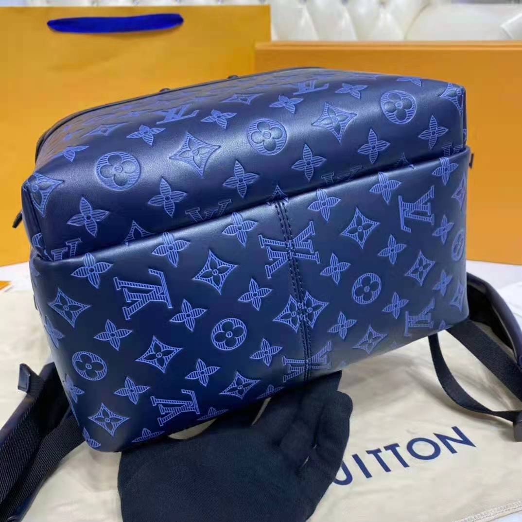 LOUIS VUITTON Calfskin Monogram Shadow Sprinter Backpack Blue