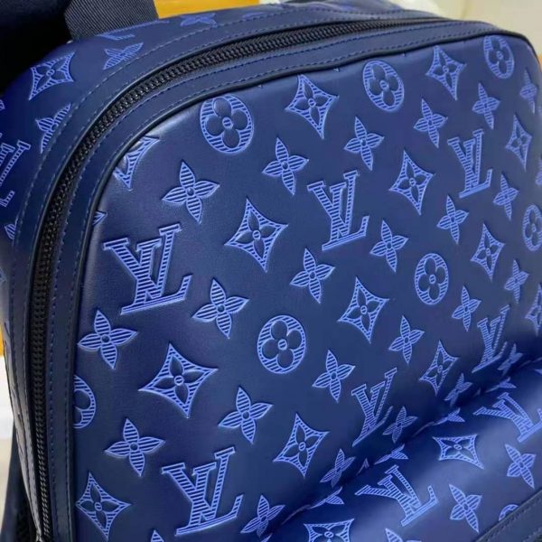 Louis Vuitton LV Unisex Sprinter Backpack Navy Blue Monogram Shadow Cowhide Leather (3)