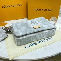 Louis Vuitton LV Unisex Trio Messenger Stone Gray Damier Salt Canvas Cowhide Leather