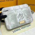 Louis Vuitton LV Unisex Trio Messenger Stone Gray Damier Salt Canvas Cowhide Leather - immagine 7