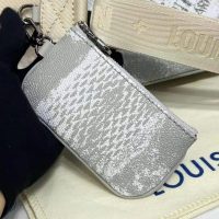 Louis Vuitton LV Unisex Trio Messenger Stone Gray Damier Salt Canvas Cowhide Leather