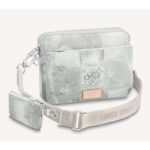 Louis Vuitton LV Unisex Trio Messenger Stone Gray Damier Salt Canvas Pelle di vacchetta