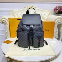 Louis Vuitton LV Unisex Utility Backpack Damier Graphite Coated Canvas Cowhide Leather