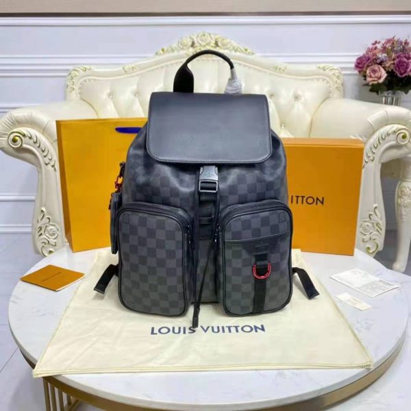 Louis Vuitton LV Unisex Utility Backpack Damier Graphite Coated Canvas Cowhide Leather (1)