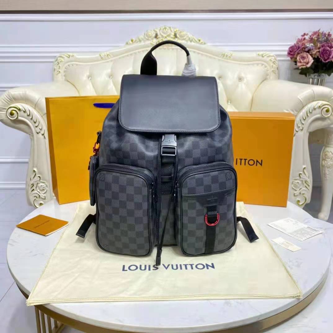 Louis Vuitton LV Unisex Utility Backpack Damier Graphite Coated