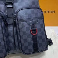 Louis Vuitton LV Unisex Utility Backpack Damier Graphite Coated Canvas Cowhide Leather