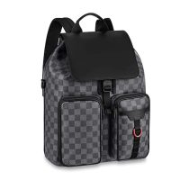 Louis Vuitton LV Unisex Utility Backpack Damier Graphite Coated Canvas Cowhide Leather