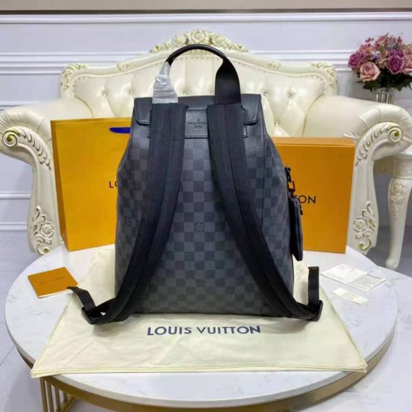 Louis Vuitton LV Unisex Utility Backpack Damier Graphite Coated Canvas Cowhide Leather (8)