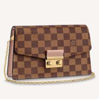 Louis Vuitton LV Women Croisette Chain Wallet Magnolia Pink Damier Ebene Coated Canvas