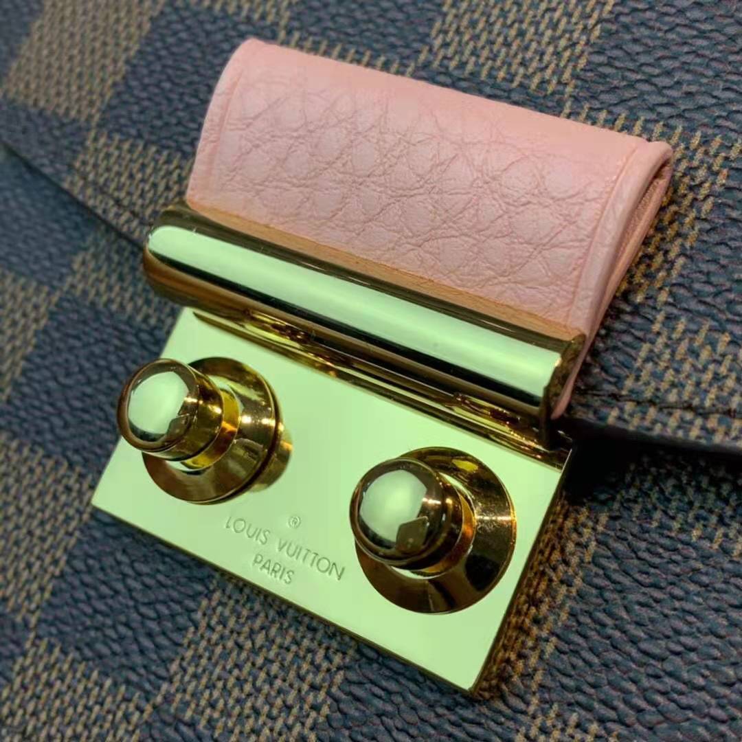 Louis Vuitton Damier Ebene Magnolia Pink Croisette Chain Wallet