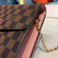 Louis Vuitton LV Women Croisette Chain Wallet Magnolia Pink Damier Ebene Coated Canvas