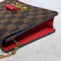 Louis Vuitton LV Women Croisette Chain Wallet Scarlet Red Damier Ebene Coated Canvas