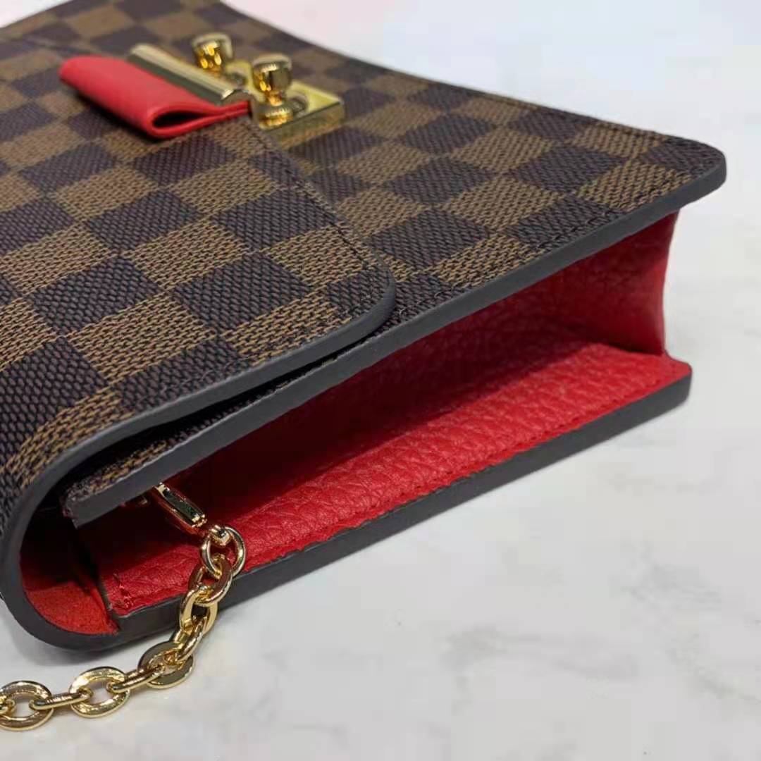 Louis Vuitton Damier Ebene Croisette Chain Scarlet