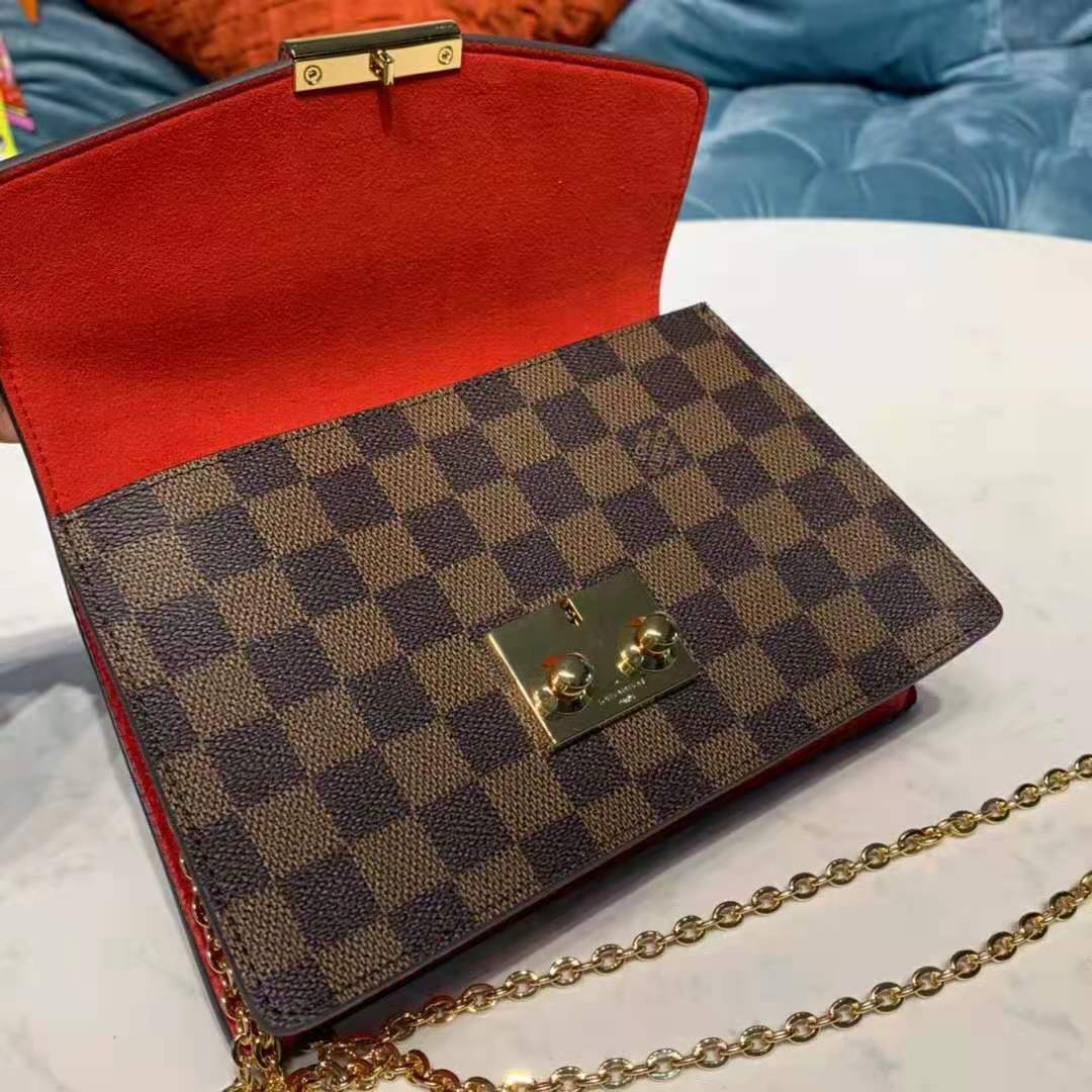 N60288 Louis Vuitton Damier Ebene Croisette Chain Wallet-Red