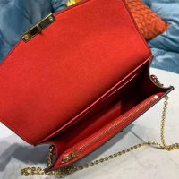 Louis Vuitton LV Women Croisette Chain Wallet Scarlet Red Damier Ebene Coated Canvas