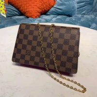 Louis Vuitton LV Women Croisette Chain Wallet Scarlet Red Damier Ebene Coated Canvas