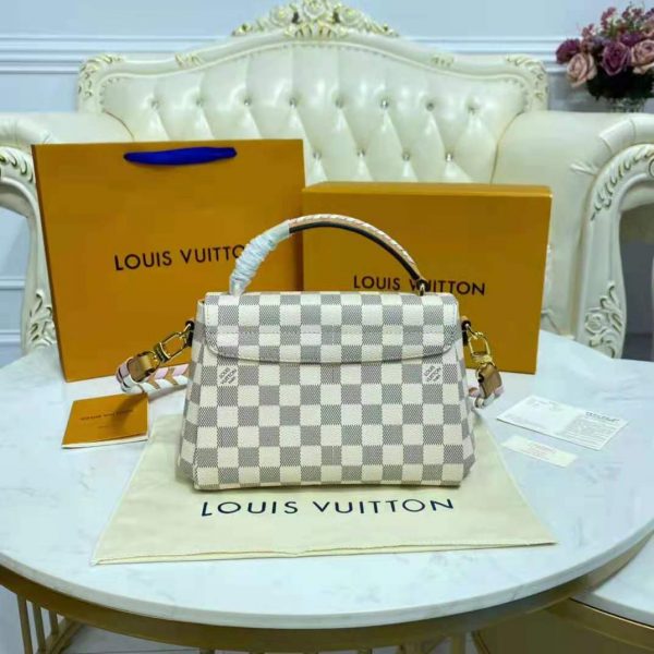 Louis Vuitton LV Women Croisette Hand bag Pink Damier Azur Coated Canvas (10)
