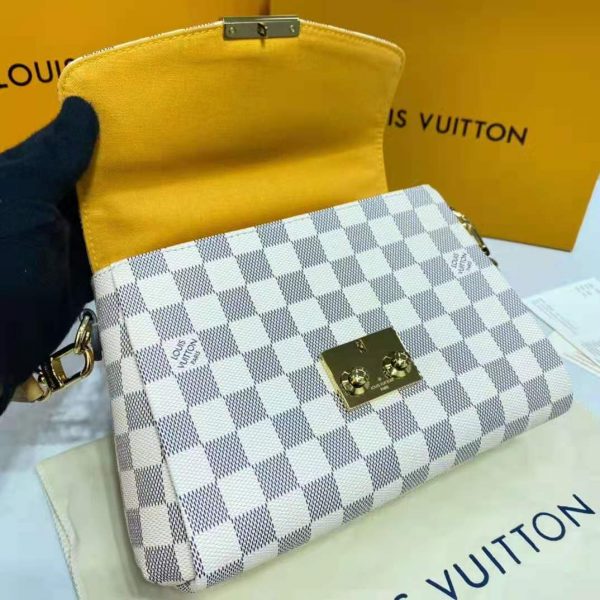 Louis Vuitton LV Women Croisette Hand bag Pink Damier Azur Coated Canvas (6)