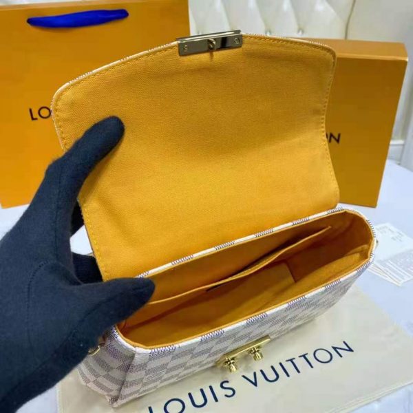 Louis Vuitton LV Women Croisette Hand bag Pink Damier Azur Coated Canvas (7)