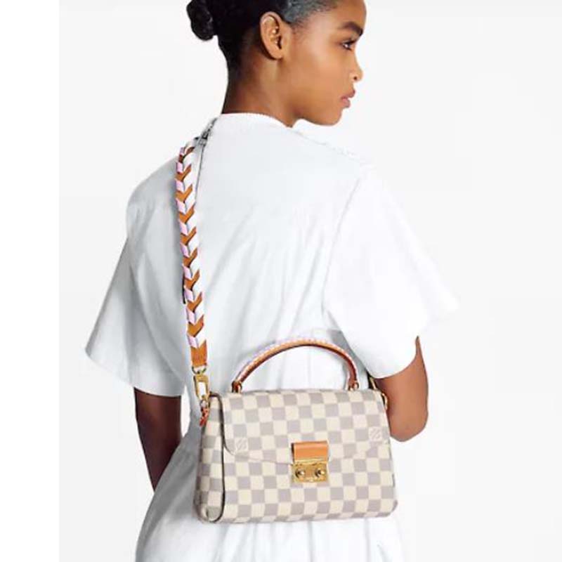 Louis Vuitton Damier Azur Braided Croisette Rose Bag 