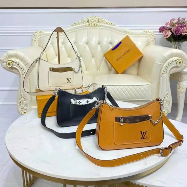 Louis Vuitton LV Women Marelle Handbag Beige Epi Grained Cowhide Leather Canvas (5)