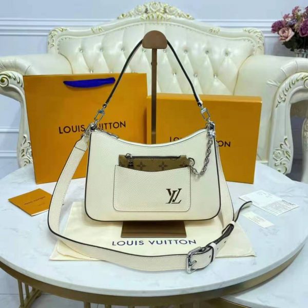 Louis Vuitton LV Women Marelle Handbag Beige Epi Grained Cowhide Leather Canvas (6)