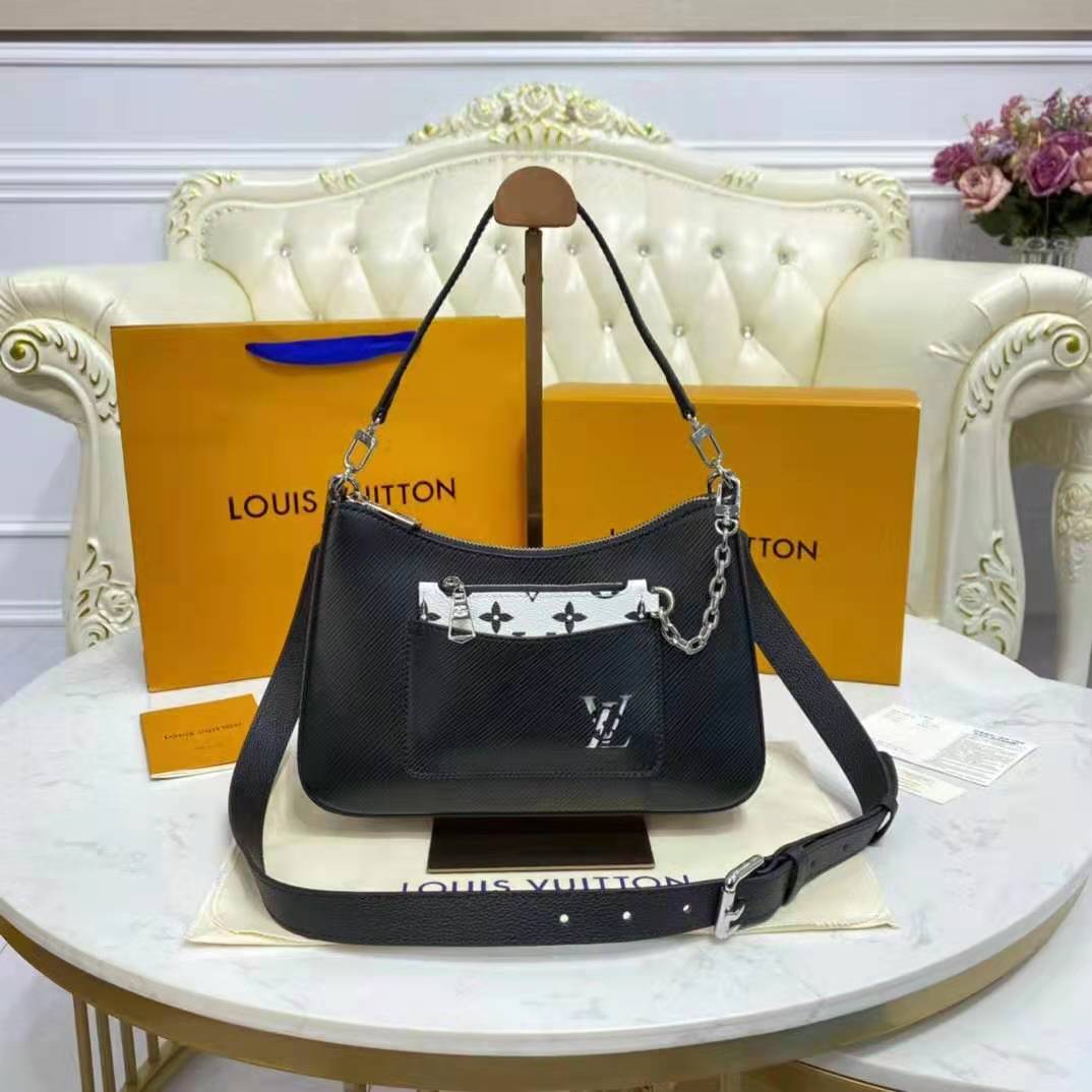 Louis Vuitton LV Women Marelle Handbag Black Epi Grained Cowhide Leather Canvas 11