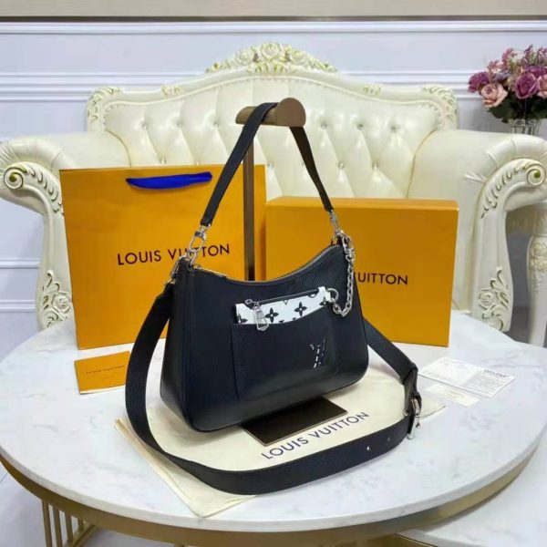 Louis Vuitton LV Women Marelle Handbag Black Epi Grained Cowhide Leather Canvas (12)