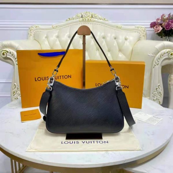 Louis Vuitton LV Women Marelle Handbag Black Epi Grained Cowhide Leather Canvas (13)