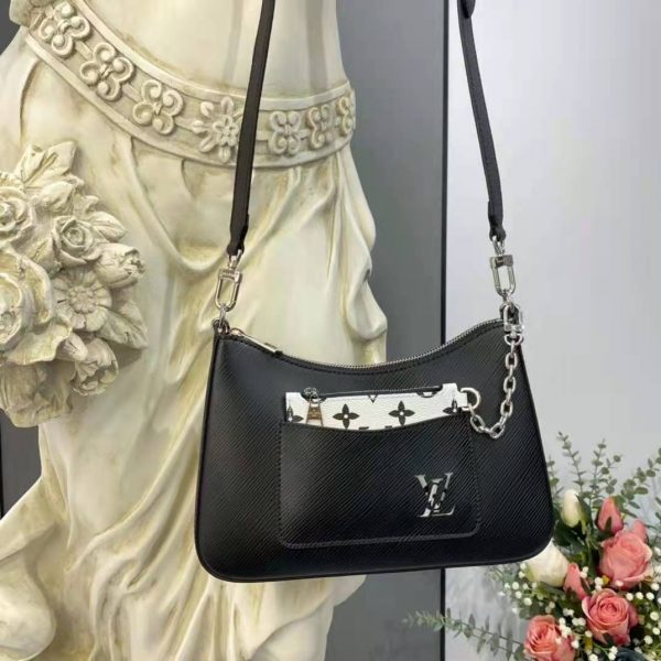 Louis Vuitton LV Women Marelle Handbag Black Epi Grained Cowhide Leather Canvas (4)