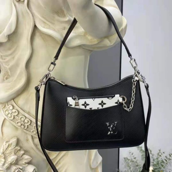 Louis Vuitton LV Women Marelle Handbag Black Epi Grained Cowhide Leather Canvas (5)
