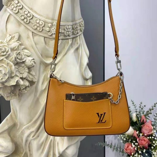 Louis Vuitton LV Women Marelle Handbag Honey Gold Epi Grained Cowhide Leather Canvas (3)
