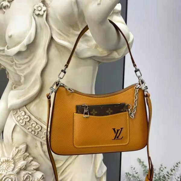 Louis Vuitton LV Women Marelle Handbag Honey Gold Epi Grained Cowhide Leather Canvas (4)