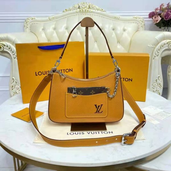 Louis Vuitton LV Women Marelle Handbag Honey Gold Epi Grained Cowhide Leather Canvas (5)