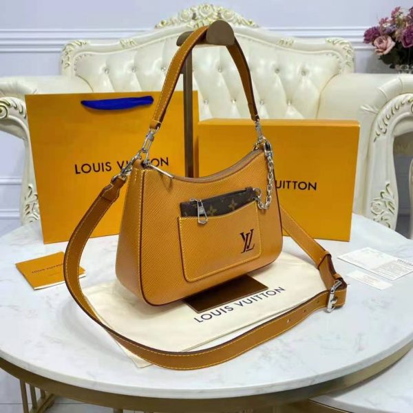 Louis Vuitton LV Women Marelle Handbag Honey Gold Epi Grained Cowhide Leather Canvas (6)