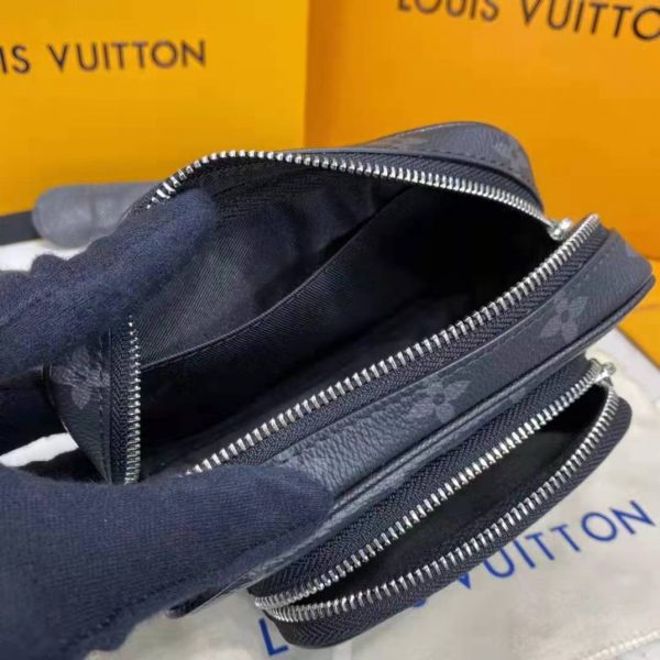Louis Vuitton LV Women Outdoor Pouch Taigarama Noir Black Coated Canvas Cowhide Leather (1)