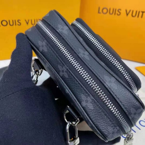 Louis Vuitton LV Women Outdoor Pouch Taigarama Noir Black Coated Canvas Cowhide Leather (11)