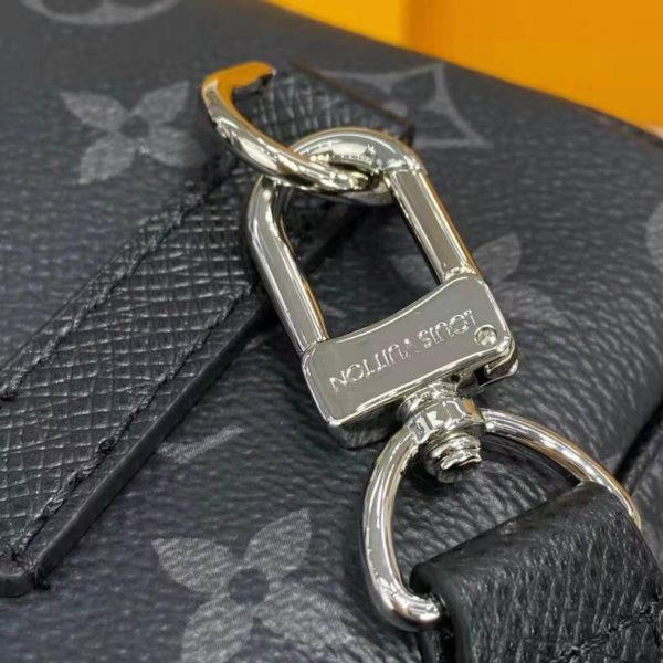 Louis Vuitton LV Women Outdoor Pouch Taigarama Noir Black Coated Canvas Cowhide Leather (13)