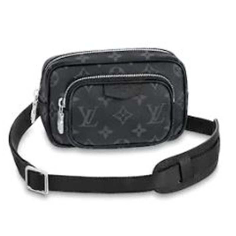 LOUIS VUITTON bum bag outdoor M30245 Taiga leather canvas Black Used mens  Noir