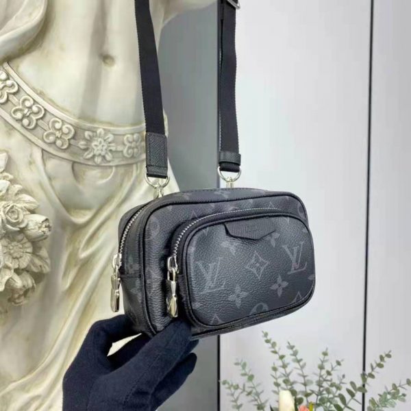 Louis Vuitton LV Women Outdoor Pouch Taigarama Noir Black Coated Canvas Cowhide Leather (4)